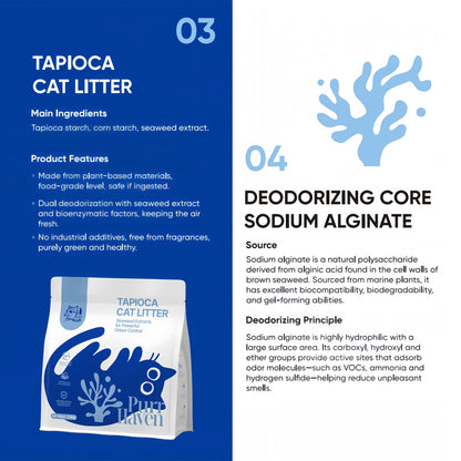 PurrHaven Tapioca Clumping Cat & Kitty Litter, 15kg (6 Pack),Dust Free,Natural Flusable,Easy to Clean,Odour Neutraliser,Rapid Liquid Absorption,Non-Toxic Formula