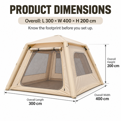 Weisshorn Inflatable Camping Tent Dual End Doors Arched Windows 300x400cm