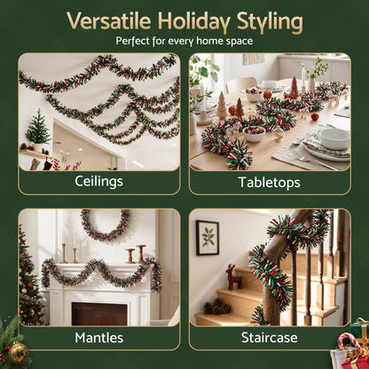 Jingle Jollys 20M Christmas Tinsel Garland Mixed Colors Xmas Party Decoration
