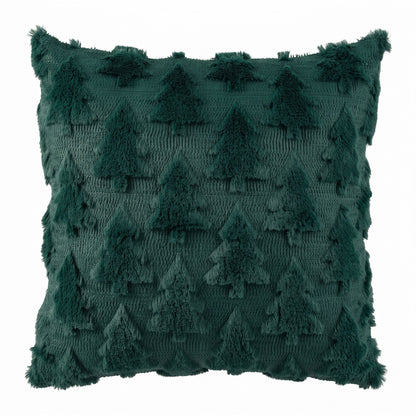 Jingle Jollys Christmas Tree Pillow Covers 2 Packs Cushion Covers Soft Faux Fur Jacquard Throw Pillow Covers 45 x 45cm Green