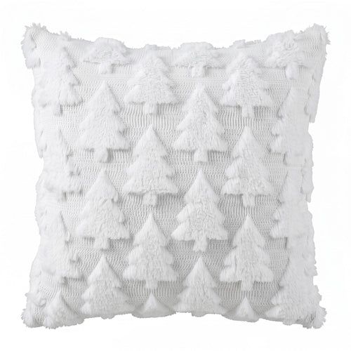 Jingle Jollys Christmas Tree Pillow Covers 2 Packs Cushion Covers Soft Faux Fur Jacquard Throw Pillow Covers 45 x 45cm White