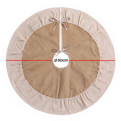 Jingle Jollys 90cm Christmas Tree Skirt Linen Christmas Tree Mat Decor