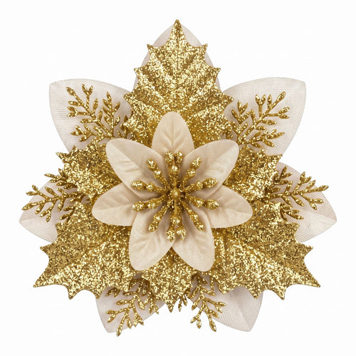 Jingle Jollys 10Pcs Christmas Tree Flower Set Garland Wreath Poinsettia Decorations