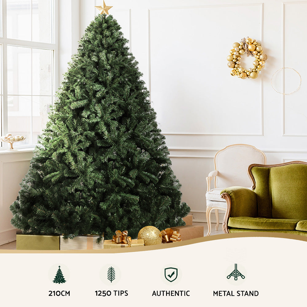 Jingle Jollys Christmas Tree 2.1M Xmas Tree Decorations Green 1250 Tips