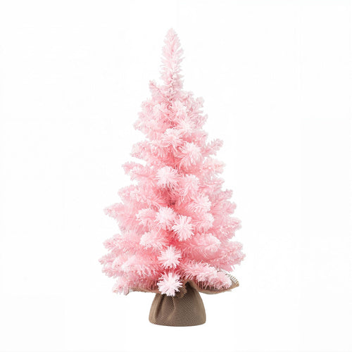 Jingle Jollys 60cm Flocked Pink Christmas Tree Mini Tabletop Xmas Tree