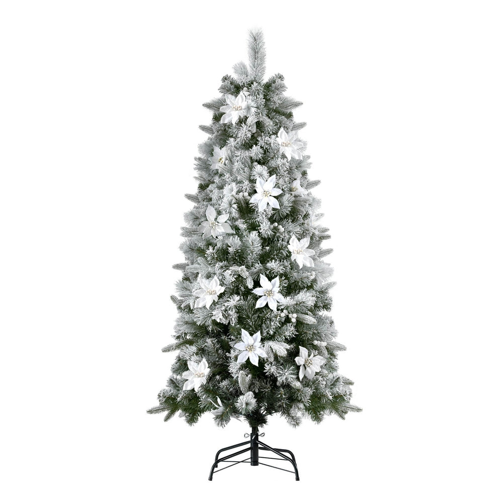 Jingle Jollys Christmas Tree 1.8m Xmas Tree Snow Flocked Flowers Decor 564 Tips