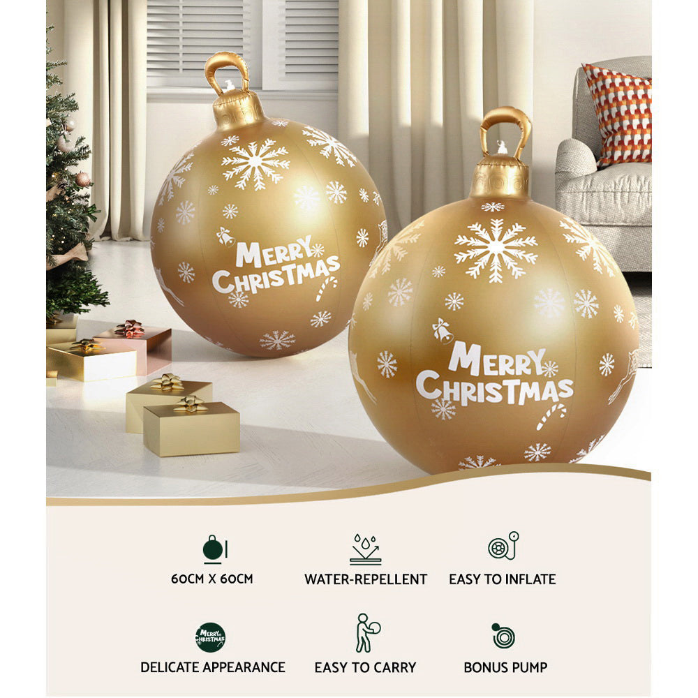 Jingle Jollys Christmas Inflatable Ball Bauble 60cm Outdoor Decoration Gold