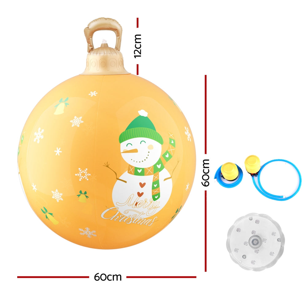 Jingle Jollys Christmas Inflatable Ball 60cm Led Illuminated Snowman Xmas Decor