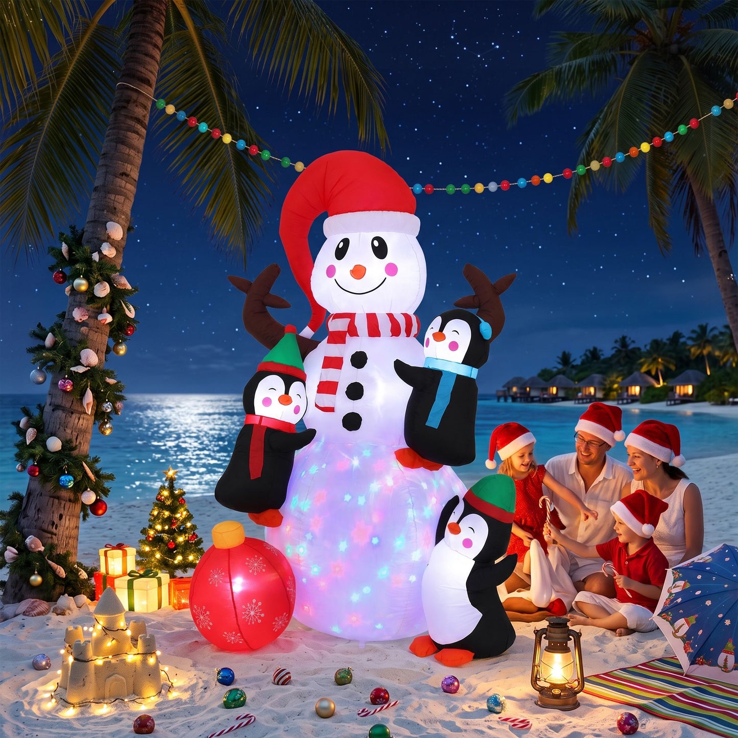 Jingle Jollys Christmas Inflatable Snowman 1.8M Height LED Outdoor Decorations Illuminated