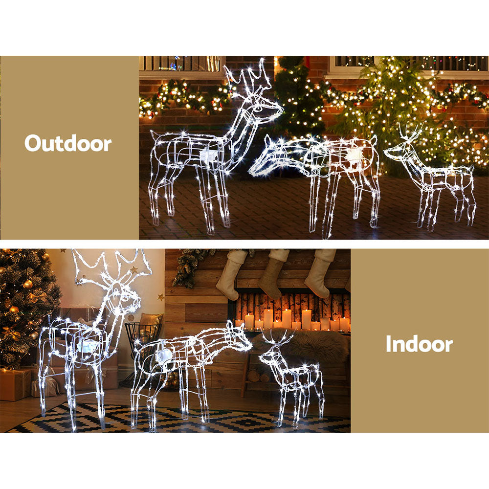 3 PCS Christmas Lights Reindeers 250 LED Decorations Jingle Jollys