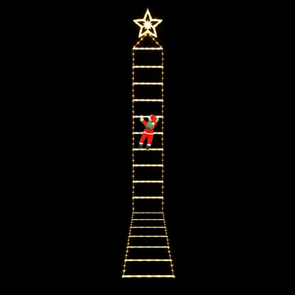 Jingle Jollys Christmas Ladder Lights Santa 3.4m 328LED Hanging Decor Warm White