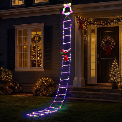 Jingle Jollys 3.5M Christmas Lights 300 LED Ladder Light with Santa Claus Decor